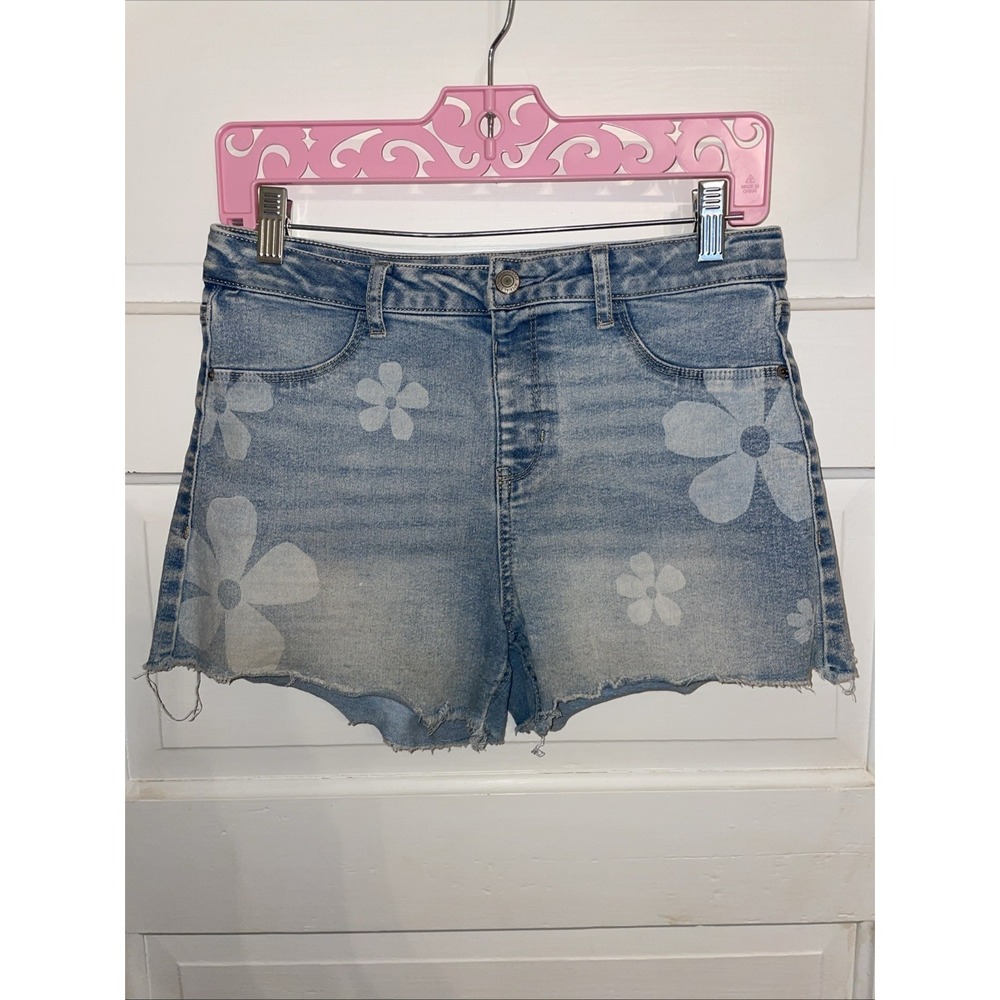 Flower Power Jean Shorts Cut Offs 16‎ Juniors Summer Beach Casual